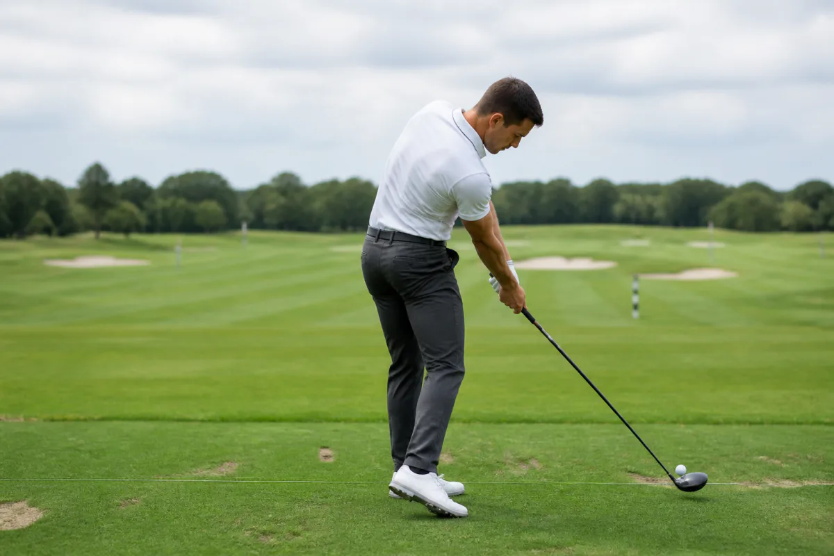 Golfer captured during a driver swing